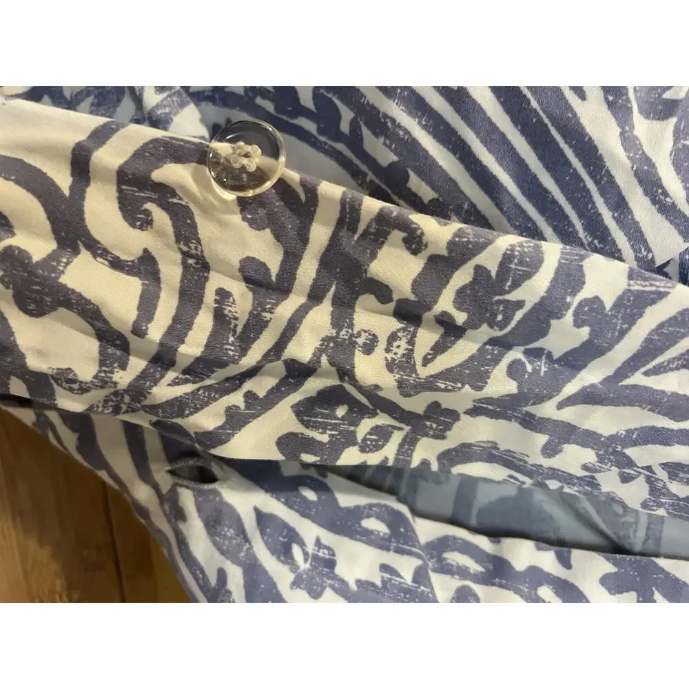 Charter Club Damask PAISLEY Designs 100% Pima Cotton FULL / QUEEN Blue White * R